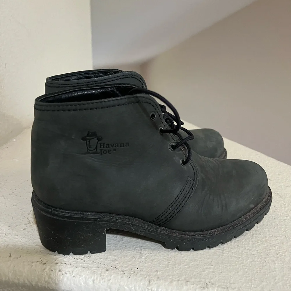 Havana Joe 1811-B Black Leather Classic Chukka Ankle Boots Women Size 39 US 8‎